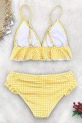 YELLOW GINGHAM RUFFLED BIKINI