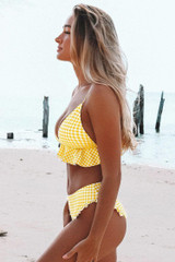 YELLOW GINGHAM RUFFLED BIKINI