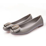 Women Fashion Flats Shoes Square Toe PU Leather Shoes Women Loafers Woman Ballet Flats Shoes Girls Cute Golden Shoe 42