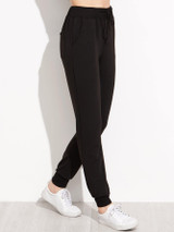 Black Heart Print Drawstring Waist Peg Pants