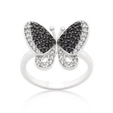 Black and White Cubic Zirconia Butterfly Ring