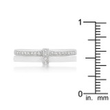 White Ceramic Band Ring With Cubic Zirconia