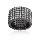 Hematite Wide Pave Cubic Zirconia Ring