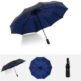 Full Automatic Oversize Reinforced Umbrella Three Folding Male Female Parasol Umbrella Rain Women Windproof Business Umbrella