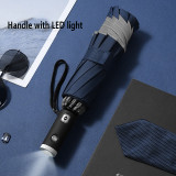 VIP Drop Shipping Men's Automatic Car Umbrella Foldable Windproof With Flashlight Business Umbrella Creative LED Light