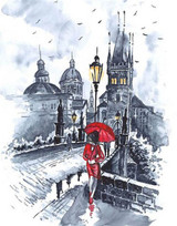 EverShine Oil Painting By Numbers Couple DIY Hand Painted Wall Art Red Umbrella Pictures By Numbers Home Decor