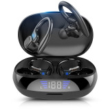 TWS Bluetooth Earphones With Microphones Sport Ear Hook LED Display Wireless Waterproof Headsets