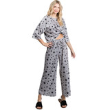 Star Print Cotton Loungewear Set, Grey