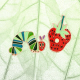 Strawberry + Caterpillar Enamel Pins