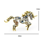 Rhinestone Unicorn Brooch