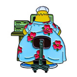 Homer Working In A Muumuu Enamel Pin