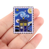 Vintage Starry Night Tardis / Dr. Who Enamel Pin