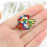 Melty Rubic Cube Enamel Pin