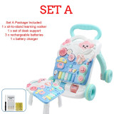 Multifunction Baby Walker Toys+Weight Water Box for Anti-rollover Toddler Trolley Sit-to-Stand Music Walker+Removable play panel