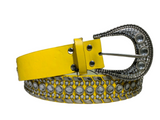 LADIES LEATHER LIKE RHINESTONE BLING WESTERN STYLE BELT - AMERICAN PASSION
