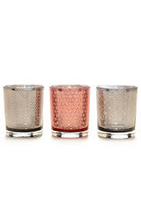 Mercury Glass Votives in Pink and Grey - Set of 3