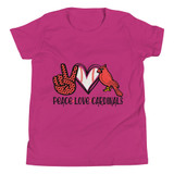 Peace Love Cardinals Baseball Youth Short Sleeve T-Shirt