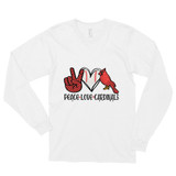 Peace Love Cardinals Baseball Long sleeve t-shirt-Made In USA