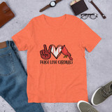 Peace, Love, Cardinals Baseball Short-Sleeve Unisex T-Shirt