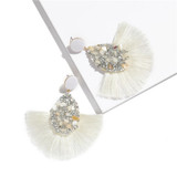 Rhinestone And Fringe Colorful Drop Post Earrings