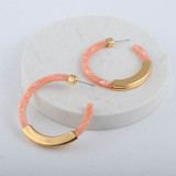 Leopard Print Acrylic Half Round Post Hoop Earrings