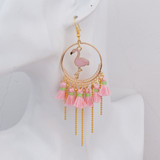 Flamingo Fringe Golden Hoop Earrings