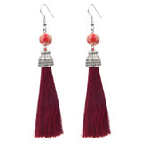 Lava Bead And Colorful Fringe Drop Earrings
