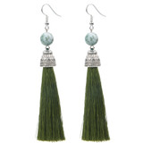 Lava Bead And Colorful Fringe Drop Earrings