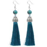Lava Bead And Colorful Fringe Drop Earrings