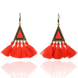 Vintage Triangle and Fringe Drop Earrings