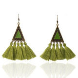 Vintage Triangle and Fringe Drop Earrings