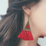 Vintage Triangle and Fringe Drop Earrings