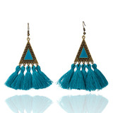 Vintage Triangle and Fringe Drop Earrings