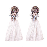 Crystal and Gem Burst Tassel Earrings