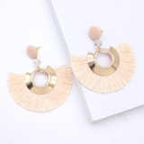Half Cresent And Pom Pom Fringe Post Earrings