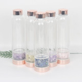 Clear Quartz Elixir Energy Drink Bottle, Rose Gold