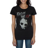 Friday The 13th Logo Jason Voorhees Women's Black T-Shirt Tee Shirt