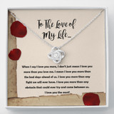 On Cloud Nine Gifts To The Love of My Life Love Note Love Knot Necklace with Message Card and Gift Box Included. Surprise Gift for Wife Fiance Couple Love of Life or Girlfriend Birthday. Jewelry Necklace Pendant for Women