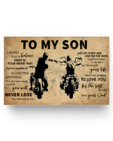 Inspirational Biker Poster Dad to My Son Never Lose Best Birthday Gift for Son Prints Home Decor Wall Art Kitchen, Living Room Décor