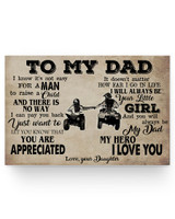 Motorcycles Poster to My dad i Know It's not Easy for a Man to Raise a Child You are Appreciated My Hero i Love You Love Your Daughter Canvas -Poster Wall Hanging Home Decor