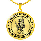 Stainless Steel SAINT CHRISTOPHER Necklace Pendant -Behold St. Christopher and Go your Way in Safety - Religious jewelry good wishes to travelers Gifts For Son, Grandson, Granddaughter, daughter
