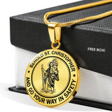 Stainless Steel SAINT CHRISTOPHER Necklace Pendant -Behold St. Christopher and Go your Way in Safety - Religious jewelry good wishes to travelers Gifts For Son, Grandson, Granddaughter, daughter
