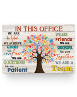 RosyyShop Social Worker in This Office We are Helpful We are Friends We are A Team White Satin Landscape Poster