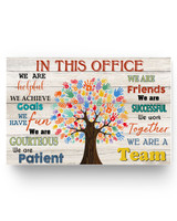 RosyyShop Social Worker in This Office We are Helpful We are Friends We are A Team White Satin Landscape Poster
