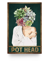 Garden Pot Head Vertical Decor Simple Flower Vintage Poster - Funny Bathroom Print Poster White - Satin Portrait Poster Wall Art Home