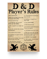 D & D Player's Rules in The Bathroom - Funny Bathroom Print Poster White - Satin Portrait Poster Wall Art Home