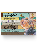 Dog Yorkie Yorkshire Terrier Poster Angels Don’t Always Have Wing Sometimes They New Paws for Animals Lover, Poster Prints Wall Art, Woman Bedroom, Kitchen and Dining Room Decor, Gift for Woman 24x16 Poster