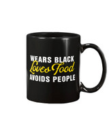 Gifts Mug Wears Black Loves Food Avoids People Ceramic Coffee Mug – Beer Stein – Water Bottle – Color Changing Mug Creative Gift for Family and Friend 11oz Mug