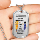 To My Brother Dog Tag Necklace For Men -Dragon Ball Z- Goku Vegeta Necklace Pendant Gold 18k and Stainless Steel Dog Tag - Gift Ideas for Brother