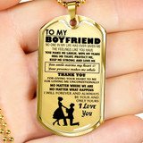 Boyfriend Dog Tag Military Ball Chain - To My Boyfriend Quotes Pendant Necklace